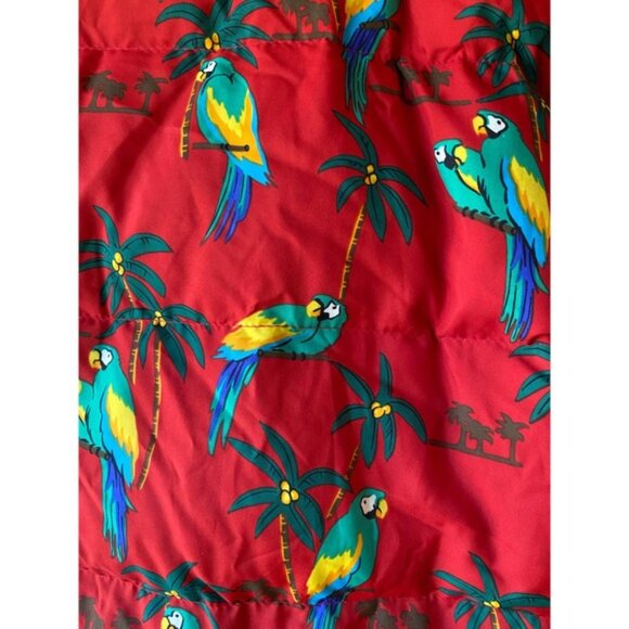 Vintage 90s Tropical Parrot Down-Filled Jacket, Size Large Kids - Picture 9 of 14